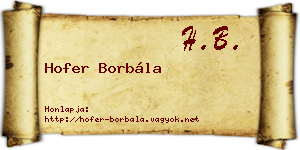 Hofer Borbála névjegykártya